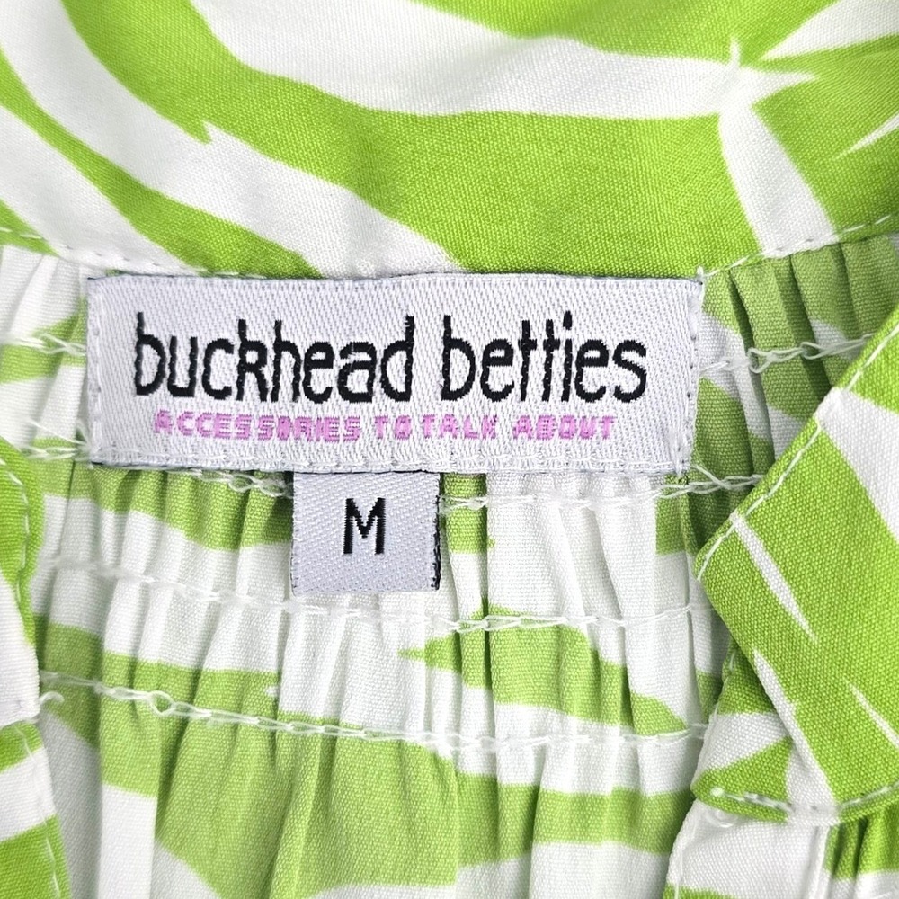 Buckhead Betties Sleeveless 1/2 Button Front V-Neck Floral Print Top Green M - Picture 3 of 6